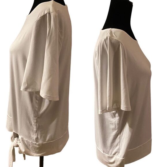 Talbots White Rayon Top with Hemline Tie - Picture 3 of 9